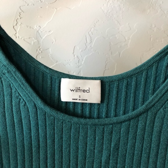 Wilfred Aritzia|Emerald Forest Green Ribbed Long sleeve Bodycon Dress•••Small - Picture 8 of 12